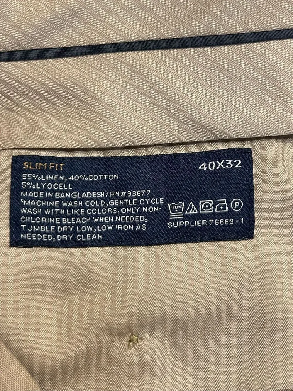 Stafford Slim Fit Linen Blend Flat Front Pants, Men's Size 40x32 NWT (0194)